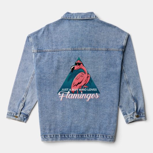 Flamingo Just A Boy Who Loves Flamingos Pink Bird Denim Jacket (Achterkant)