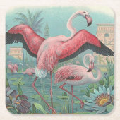 Flamingo Kartonnen Onderzetters (Voorkant)