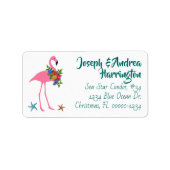 Flamingo Kerst brede adreslabels Etiket (Voorkant)