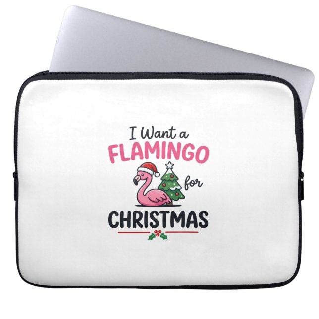 Flamingo Kerst Citaat Vector Laptop Sleeve (Voorkant)