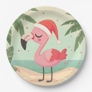  Flamingo Kerst in juli Beachmas Papieren Bordje