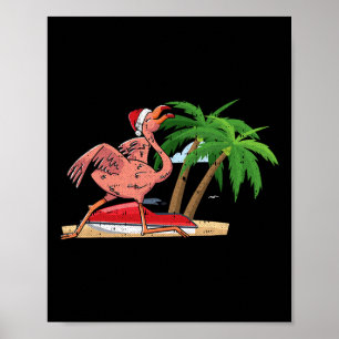Flamingo kerst in juli Cool tropische vogel Baai Poster