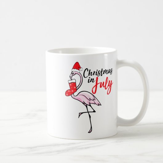 Flamingo kerst in juli grappig feest X-mas feest Koffiemok (Rechts)