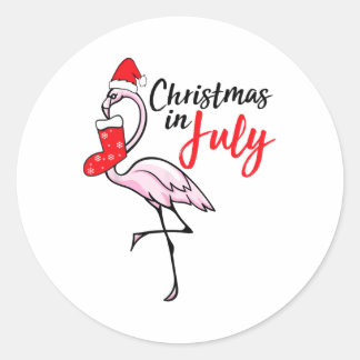 Flamingo kerst in juli grappig feest X-mas feest Ronde Sticker