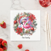 Flamingo kerst in juli op het strand servet (Insitu)