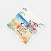 Flamingo kerst in juli op het strand servet (Hoek)