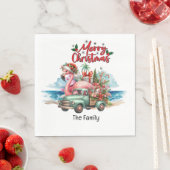 Flamingo kerst in juli op het strand servet (Insitu)