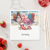 Flamingo kerst in juli op het strand servet (Insitu)