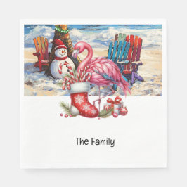 Flamingo kerst in juli op het strand servet