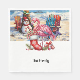 Flamingo kerst in juli op het strand servet