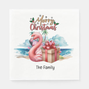 Flamingo kerst in juli op het strand servet