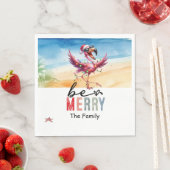 Flamingo kerst in juli op het strand servet (Insitu)