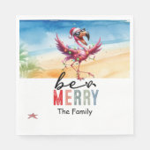 Flamingo kerst in juli op het strand servet (Voorkant)