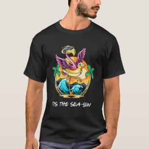 Flamingo kerst in juli tropische zomerpauze W T-shirt