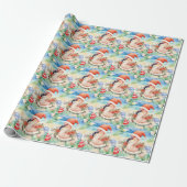 Flamingo Kerst in juli waterverf Cadeaupapier (Uitgerold)