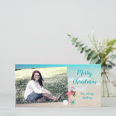 Flamingo kerst lange fotokaart feestdagenkaart (Staand voorkant)