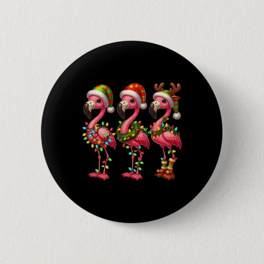 Flamingo Kerst Sarcastische Kerstverlichting Flami Ronde Button 5,7 Cm (Voorkant)