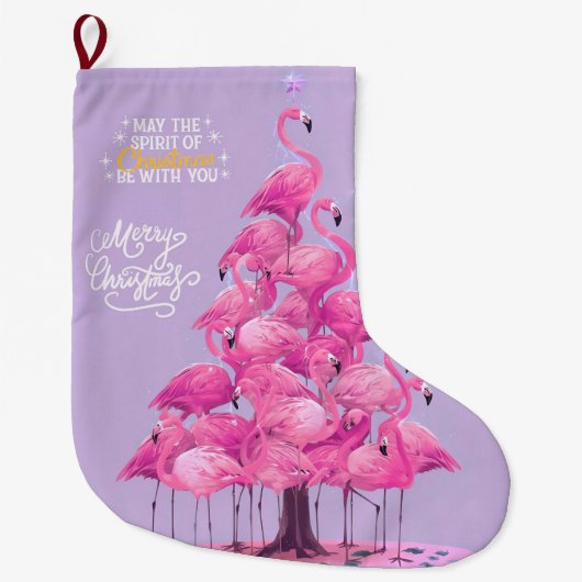 Flamingo kerst sokken grote kerstsok (Voorkant)