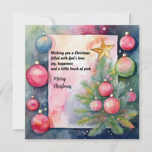 Flamingo Kerst waterkleur plat kaart (Achterkant)