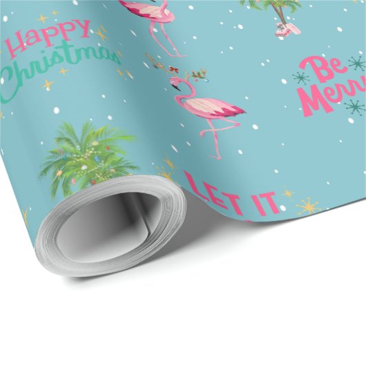 Flamingo Kerst Wrapping Papier Aangepast ontwerp (Rol Hoek)