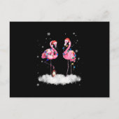 Flamingo Kerstboom Kerstman Hoed Licht Feestdagenkaart (Voorkant)