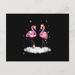 Flamingo Kerstboom Kerstman Hoed Licht Feestdagenkaart