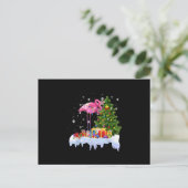 Flamingo Kerstboom Lichtjes Feestdagenkaart (Staand voorkant)