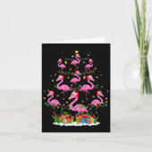 Flamingo Kerstboom Lichtjes Kerstman Hoed Nk Flami Kaart (Voorkant)