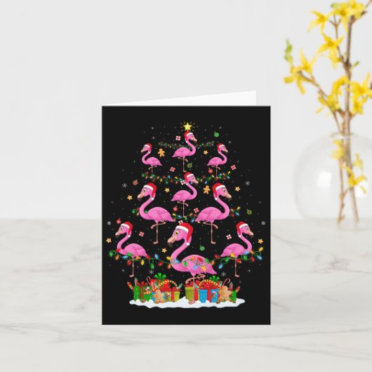 Flamingo Kerstboom Lichtjes Kerstman Hoed Nk Flami Kaart (Gele Bloem)