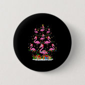 Flamingo Kerstboom Lichtjes Kerstman Hoed Nk Flami Ronde Button 5,7 Cm (Voorkant)