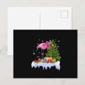 Flamingo Kerstboom Lichtjes Uitnodiging Briefkaart (Voorkant / Achterkant)