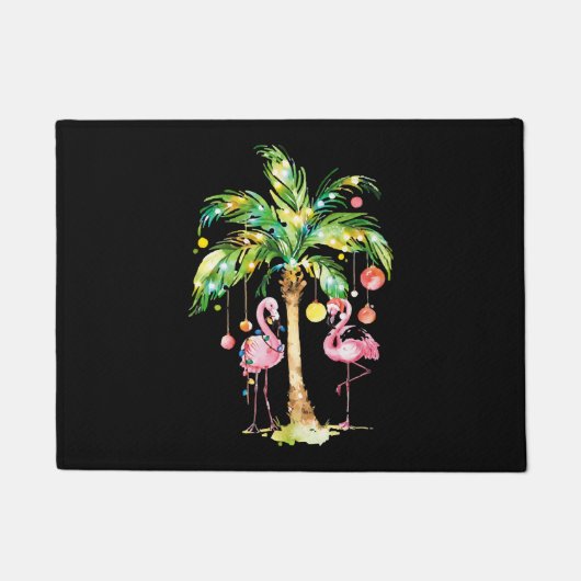 Flamingo Kerstboom Lights Kerstcadeau Deurmat (Voorkant)