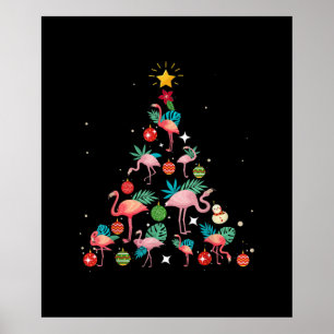Flamingo kerstboom poster
