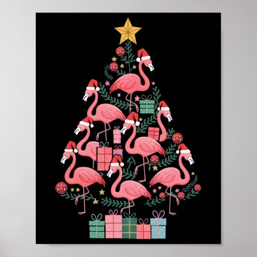 Flamingo kerstboom poster (Voorkant)