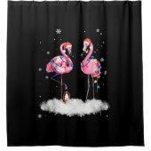 Flamingo kerstboom Santa Hat Light Douchegordijn (Voorkant)
