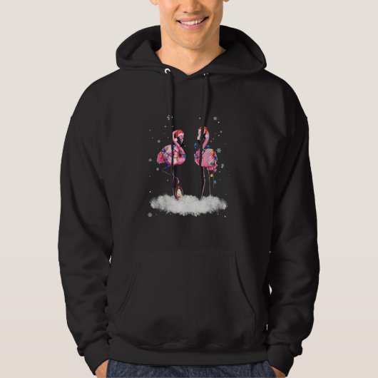 Flamingo kerstboom Santa Hat Light Hoodie (Voorkant)