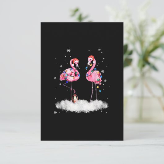 Flamingo kerstboom Santa Hat Light Informatiekaartje (Staand voorkant)