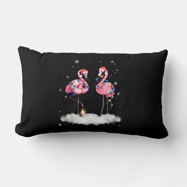 Flamingo kerstboom Santa Hat Light Kussen (Voorkant)