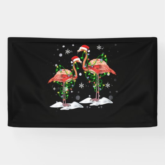 Flamingo kerstboom Santa Hat Light Merry Spandoek (Horizontaal)