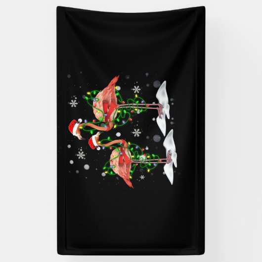 Flamingo kerstboom Santa Hat Light Merry Spandoek (Verticaal)