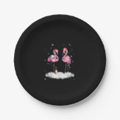 Flamingo kerstboom Santa Hat Light Papieren Bordje (Voorkant)