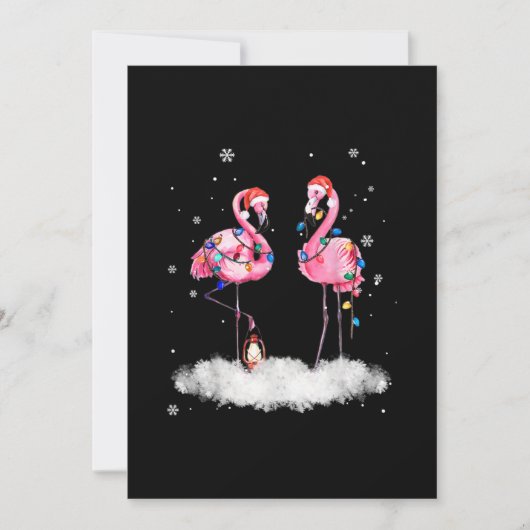 Flamingo kerstboom Santa Hat Light Save The Date (Voorkant)