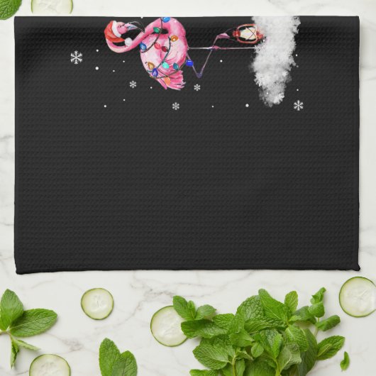 Flamingo kerstboom Santa Hat Light Theedoek (Gevouwen)