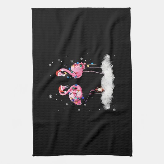 Flamingo kerstboom Santa Hat Light Theedoek (Verticaal)