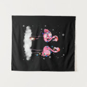 Flamingo kerstboom Santa Hat Light Wandkleed (Voorkant (horizontaal))