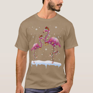 Flamingo kerstboom Santa Hat Xmas Light Merry T-shirt