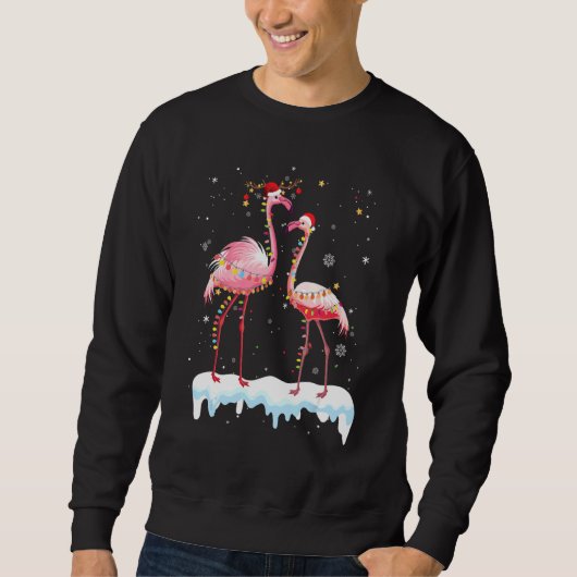 Flamingo kerstboom Santa Hat Xmas Light Merry Trui (Voorkant)