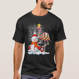 Flamingo Kerstboom Sneeuwman Kerstman Hoed Flaming T-shirt