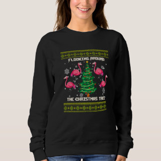 Flamingo Kerstboom  Vlokken Rondom Trui