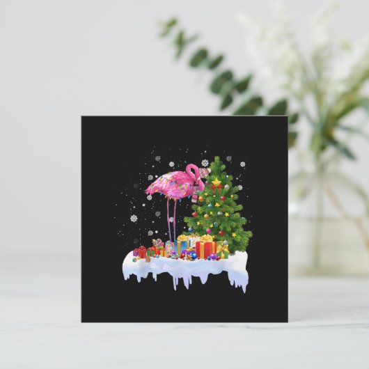 Flamingo kerstboomverlichting kaart (Staand voorkant)